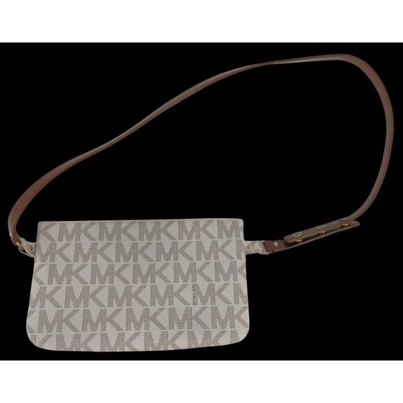 Michael Kors monogram bag with gold chain and adjustable strap; faux leather bel - Picture 3 of 6